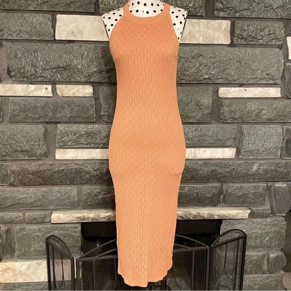 HOUSE OF HARLOW 1960 Crochet High-neck Bodycon Midi Dress